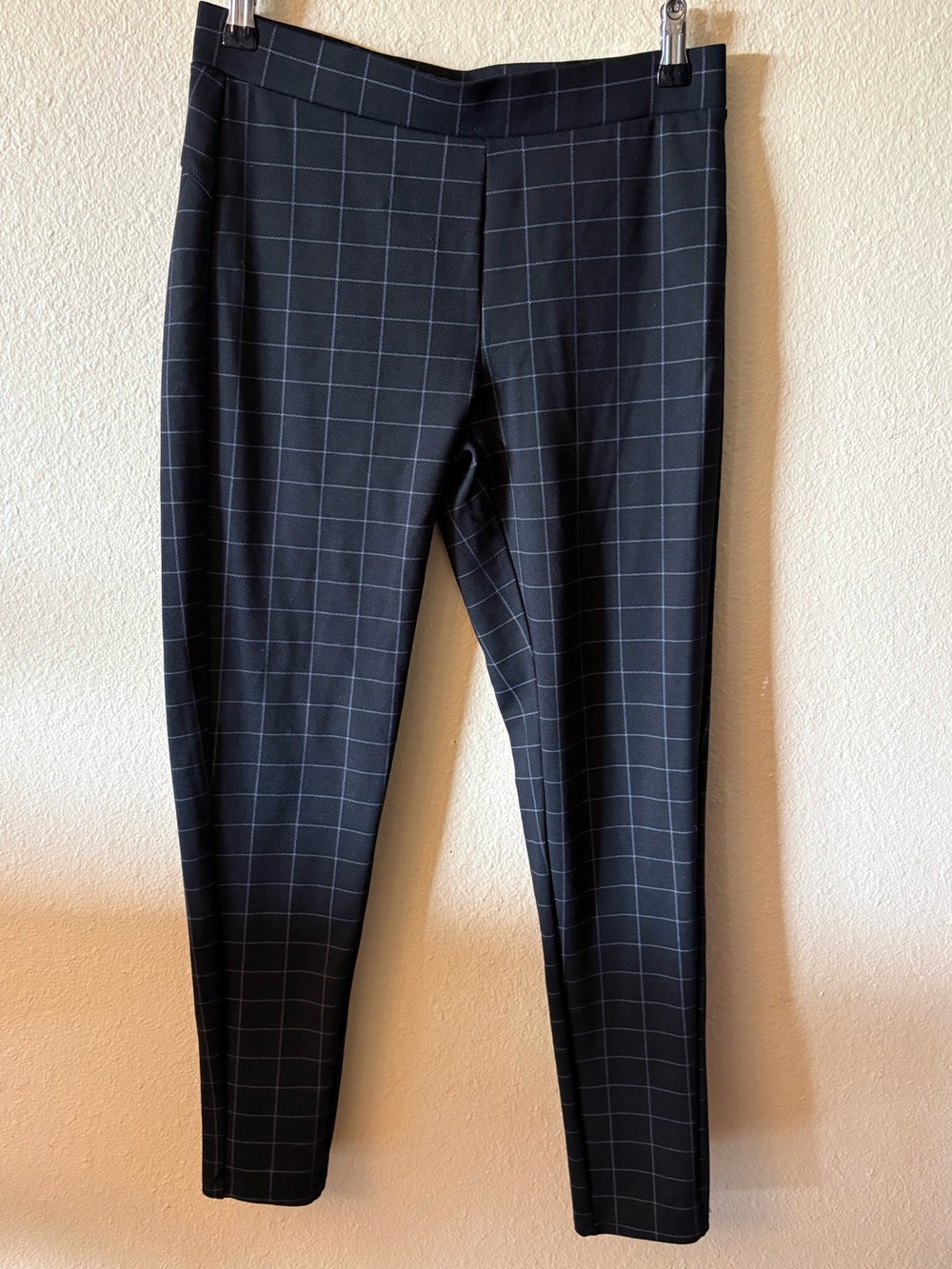Maze Windowpane Ponte Pants Medium Black Stretch Workwear Trousers